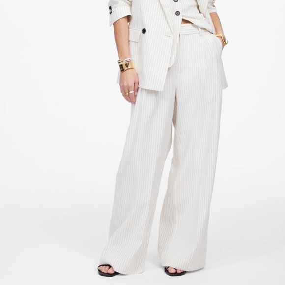 Madewell The Superwide-Leg Trouser in Pinstripe Linen Blend - Picture 1 of 4